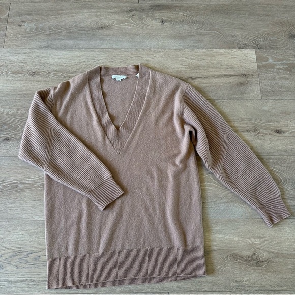 Vince Wool Cashmere V Neck Sweater Camel Brown Sz M - Picture 5 of 8